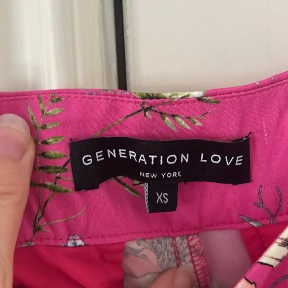 GENERATION LOVE XS pink floral rolled cream cuff shorts